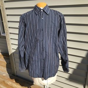 Calvin Klein 100% cotton navy striped dress shirt